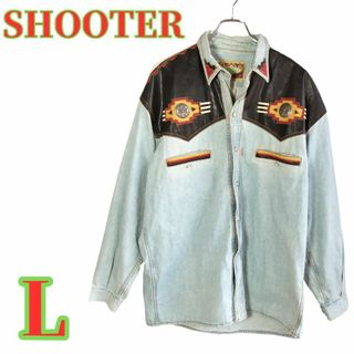 SHOOTER　古着　メンズ　Lサイズ　メンズ　デニムシャツ　インディゴ(シャツ)