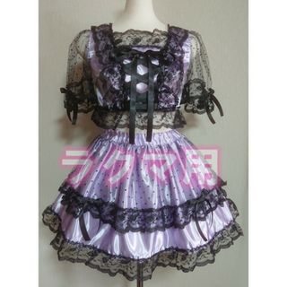 アイドル衣装 パープル×黒 編み上げ オリジナル ハンドメイド コスプレ衣装 :(衣装)