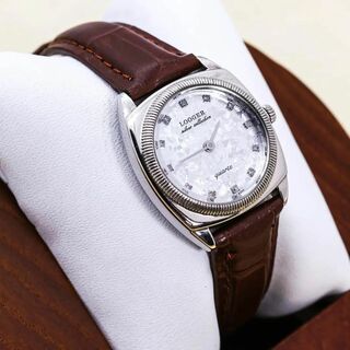 ◆美品 稼働 LOOGER 腕時計 純銀 シルバー925 レザー 新品電池 r(腕時計)