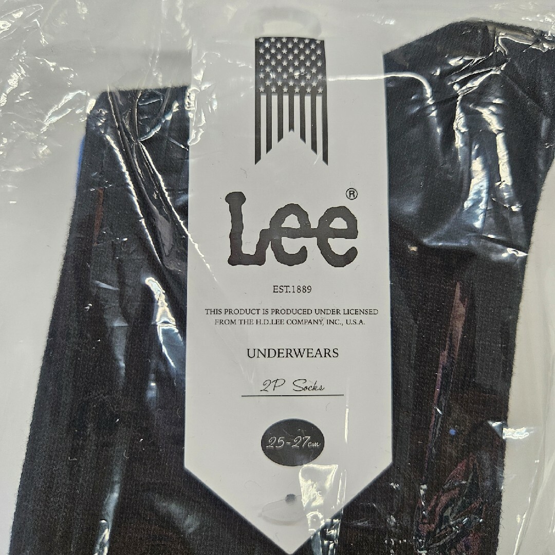 Lee(リー)のLee リー ロング丈ロゴソックス 25～27cm ブラック&ブルー メンズのレッグウェア(ソックス)の商品写真