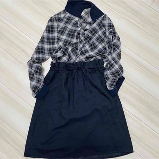 ワンピース　服　スカート　紺色(ロングワンピース/マキシワンピース)