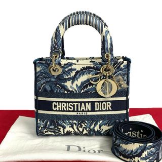 ディオール(Dior)の未使用保管品 Christian Dior ディオール Lady D-Lite ミディアム キャンバス 2way ハンドバッグ ショルダーバッグ ブルー ホワイト 716-10(ハンドバッグ)