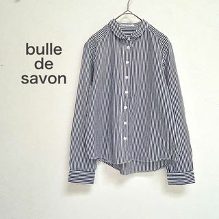 ビュルデサボン(bulle de savon)の【美品】bulle de savon ストライプ ブラウス 長袖 丸襟(シャツ/ブラウス(長袖/七分))