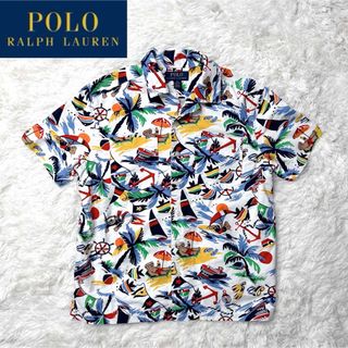 POLO RALPH LAUREN - ★極美品★ポロ ラルフローレン 開襟シャツ ポロベア マリンリゾート 総柄