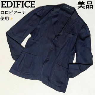 EDIFICE - 【美品✨】☆エディフィス☆テーラードジャケット☆ロロピアーナ☆Mサイズ☆紺色☆麻