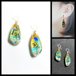 No.1416-E　海☆イルカ☆ピアス・イヤリング(ゴールド)(ピアス)