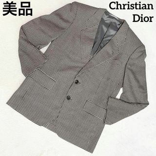 クリスチャンディオール(Christian Dior)の【美品✨】クリスチャンディオール☆テーラードジャケット☆Lサイズ☆千鳥柄☆シルク(テーラードジャケット)