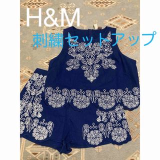 H&M - H&M刺繍セットアップ/イギリス刺繍ワンピースショートパンツビスチェバカンス春夏