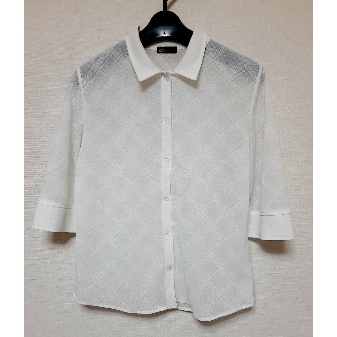 七分袖 シアーシャツ レディースのトップス(シャツ/ブラウス(長袖/七分))の商品写真
