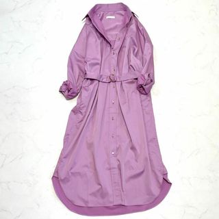 ラウンジドレス(Loungedress)のラウンジドレス サテンBIGシャツワンピース ベルト付き シャツワンピース(ロングワンピース/マキシワンピース)