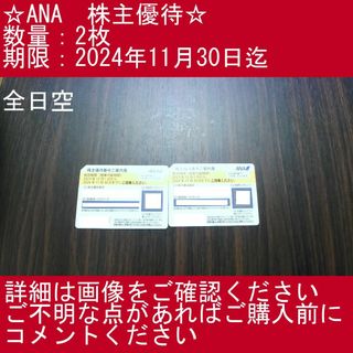 エーエヌエー(ゼンニッポンクウユ)(ANA(全日本空輸))の1⃣_③【2枚・全日空】ANA　株主優待券(その他)