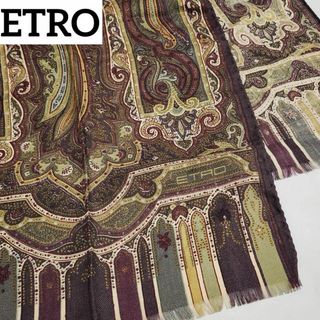 エトロ(ETRO)の★ETRO★ ストール ペイズリー柄 ウール シルク パープル(ストール/パシュミナ)