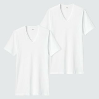 UNIQLO - #ユニクロ コットンフライスVネックT（半袖▪2枚）