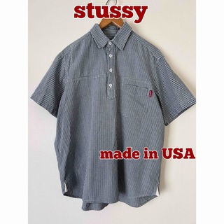 STUSSY - STUSSY プルオーバーシャツ　半袖シャツ　ギンガムチェックシャツ　USA製