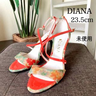 ダイアナ(DIANA)のダイアナ★大人上品 フラワー 花柄  オレンジ サンダル 23.5cm 未使用(サンダル)