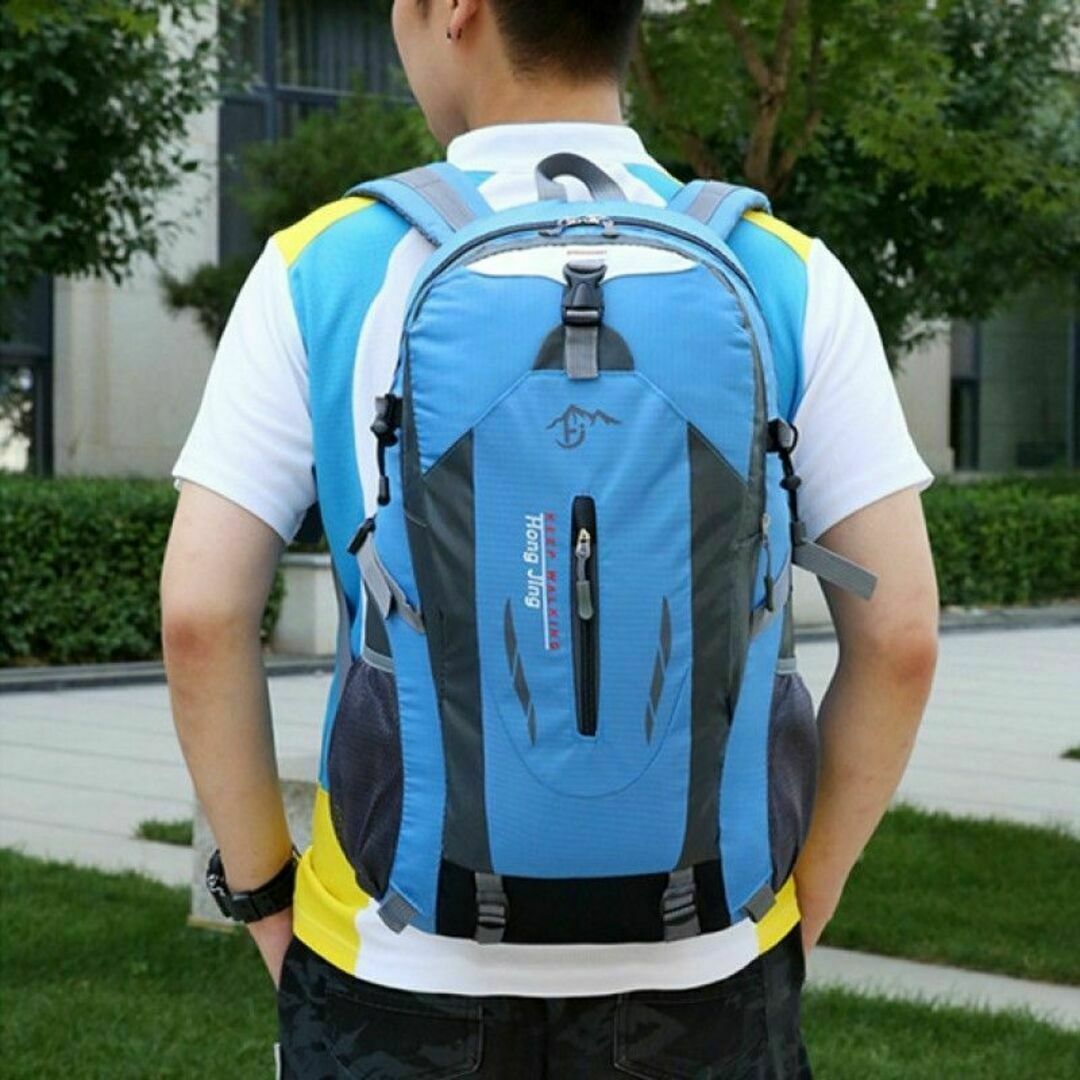 デイパック 40L ブルー 登山 バッグ アウトドア 大容量 防水 通気性 収納 メンズのバッグ(バッグパック/リュック)の商品写真