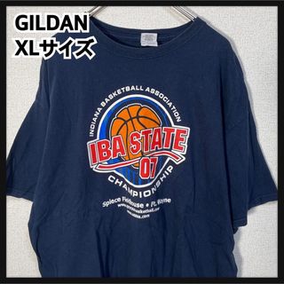 GILDAN - ギルダン】半袖Tシャツ　バスケ　ダンクシュート　アニマル　IBA　ネイビー　47