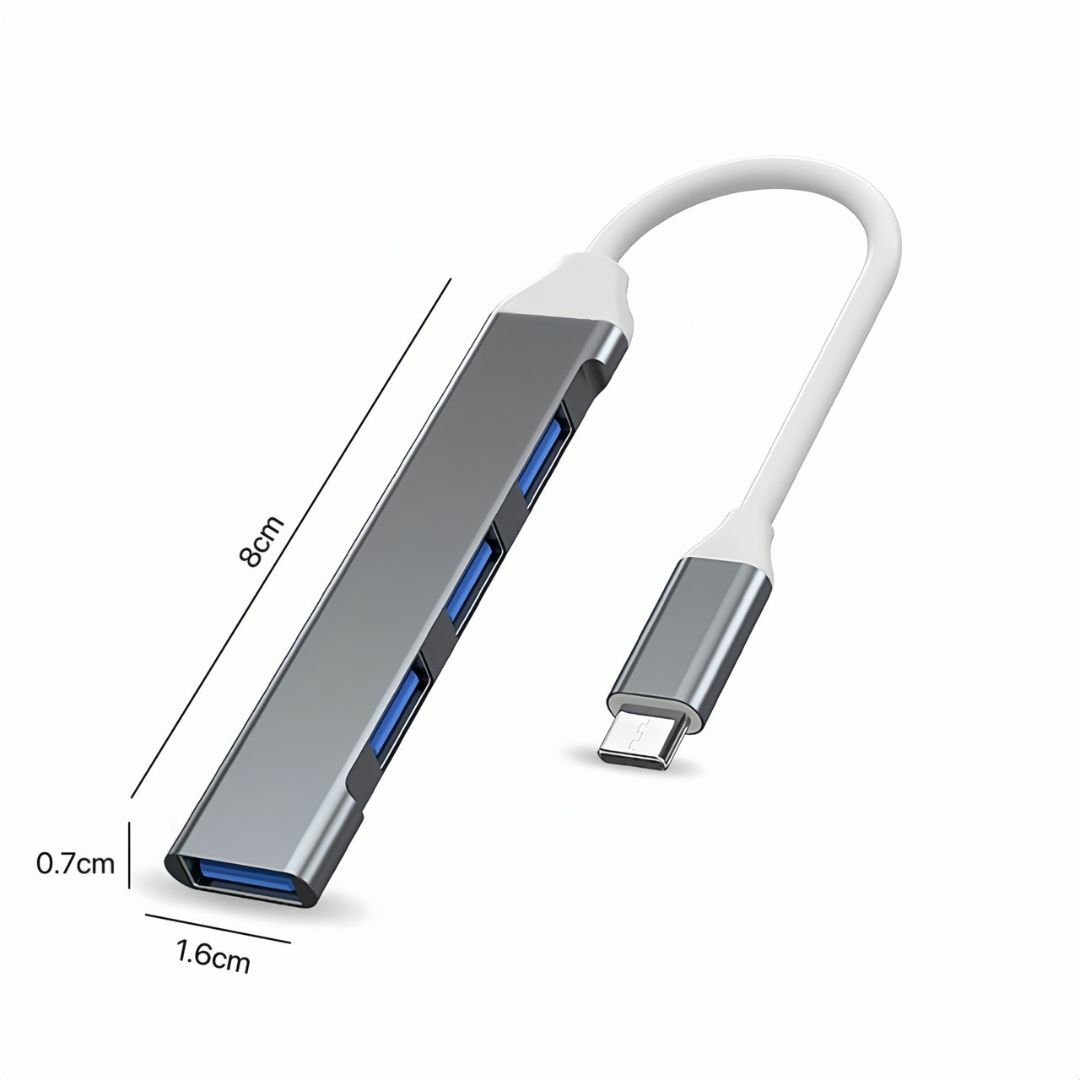 Type-Cハブ 4ポート Type-C ハブ USB HUB 高速 10cm スマホ/家電/カメラのPC/タブレット(PC周辺機器)の商品写真