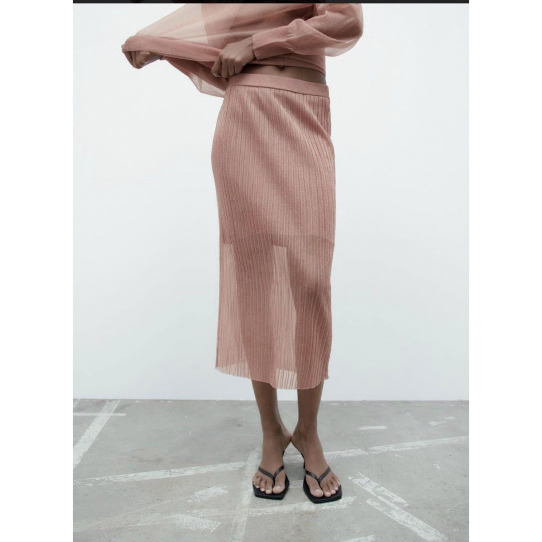 ZARA(ザラ)のZARAセミシースルーニットスカート レディースのスカート(ロングスカート)の商品写真