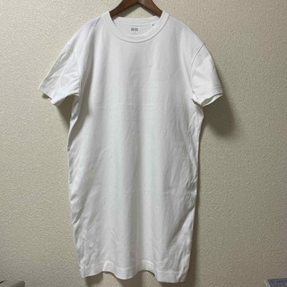 ユニクロ(UNIQLO)のUNIQLO ユニクロ ロング丈 Tシャツ 白(Tシャツ(半袖/袖なし))