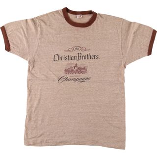 ヘインズ(Hanes)の古着 70年代 ヘインズ Hanes 三角タグ THE CHRISTIAN BROTHERS リンガーTシャツ アドバタイジングTシャツ USA製 メンズL ヴィンテージ /eaa445565(Tシャツ/カットソー(半袖/袖なし))