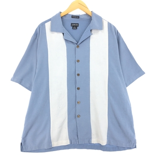 古着 ST.JOHN'S BAY ツートンカラー 半袖 オープンカラー シルクシャツ メンズXL /eaa443094(シャツ)