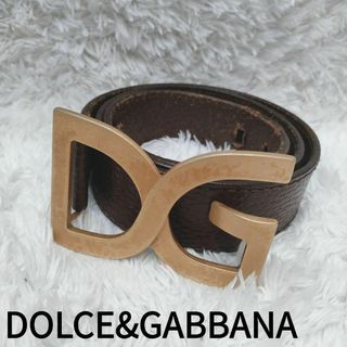 ドルチェアンドガッバーナ(DOLCE&GABBANA)の【良品】ドルチェアンドガッバーナ ベルト サークルバックル レザー ロゴ(ベルト)