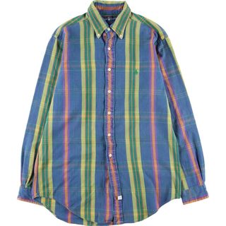 ラルフローレン(Ralph Lauren)の古着 ラルフローレン Ralph Lauren 長袖 ボタンダウン ライトネルチェックシャツ メンズM /eaa431086(シャツ)