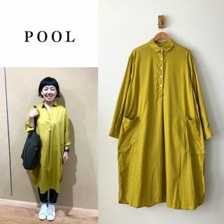 ムジルシリョウヒン(MUJI (無印良品))のPOOL いろいろの服 コットンツイルシャツワンピース イエローグリーン(ひざ丈ワンピース)