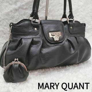 マリークワント(MARY QUANT)の【美品】マリークワント マリクワ レザー ハンドバッグ シルバー金具 花 シボ革(ハンドバッグ)