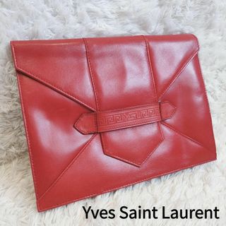 イヴサンローラン(Yves Saint Laurent)の【希少】イヴサンローラン レザー クラッチバッグ カサンドラ レザー YSL 赤(クラッチバッグ)