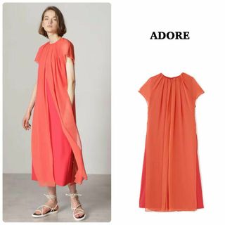 【ADORE】ドライライトジョーゼット　シフォンレイヤードワンピース　36