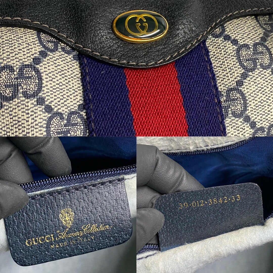 極 美品 袋付 GUCCI オールドグッチ ヴィンテージ シェリーライン GG ロゴ 金具 レザー ハンドバッグ ミニ ボストンバッグ ネイビー 02173 極 美品 袋付 GUCCI オールドグッチ ヴィンテージ シェリーライン GG ロゴ 金具 レザー ハンドバッグ ミニ ボストンバッグ ネイビー 02173