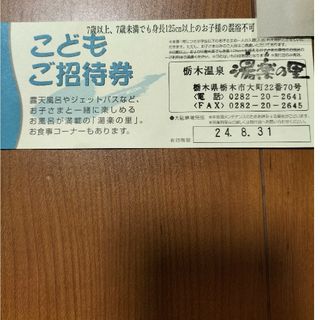 湯楽の里　栃木温泉　こども招待券(その他)