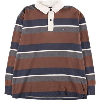 トミーヒルフィガー(TOMMY HILFIGER)の古着 トミーヒルフィガー TOMMY HILFIGER マルチボーダー 長袖 ラガーシャツ メンズXL /eaa441381(シャツ)