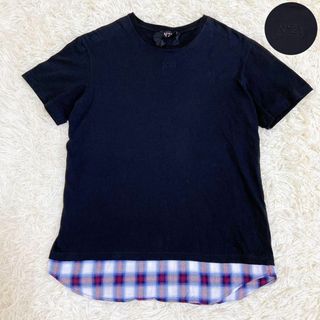 ヌメロヴェントゥーノ(N°21)の美品☆ N°21 ヌメロヴェントゥーノ Tシャツ チェック ロゴ ブラック(Tシャツ/カットソー(半袖/袖なし))