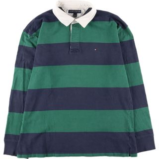 トミーヒルフィガー(TOMMY HILFIGER)の古着 トミーヒルフィガー TOMMY HILFIGER ボーダー柄 長袖 ラガーシャツ メンズXL /eaa441383(シャツ)