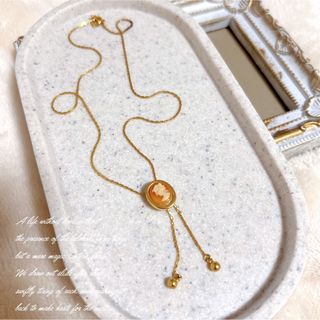 ヴィンテージ(VINTAGE)の【vintage】80年代　USA カメオ　ラリエット ネックレス　美品(ネックレス)