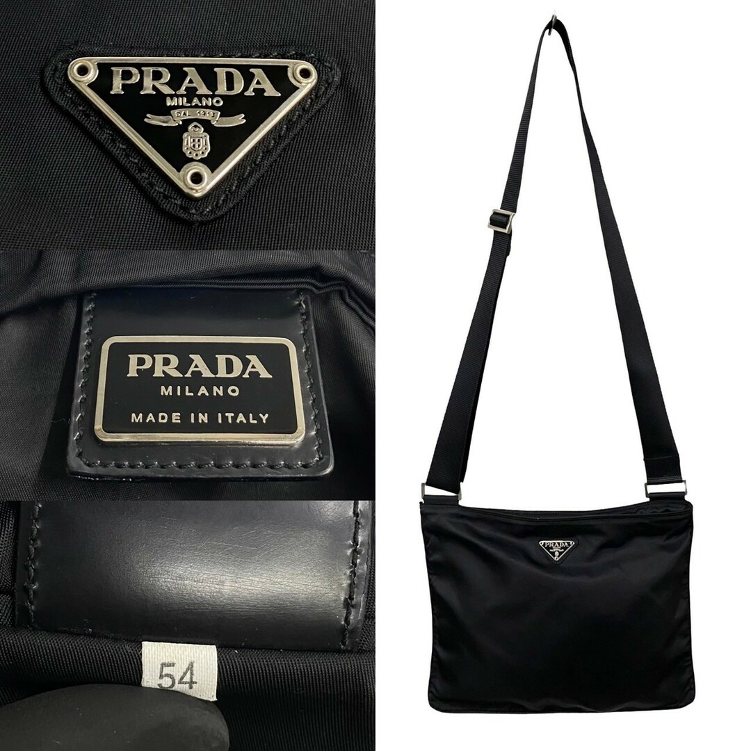 PRADA(プラダ)の極 美品 PRADA プラダ 三角ロゴ 金具 ナイロン ミニ ショルダーバッグ クロスボディバッグ サコッシュ ポシェット ブラック 73657 レディースのバッグ(ショルダーバッグ)の商品写真
