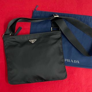 プラダ(PRADA)の極 美品 PRADA プラダ 三角ロゴ 金具 ナイロン ミニ ショルダーバッグ クロスボディバッグ サコッシュ ポシェット ブラック 73657(ショルダーバッグ)