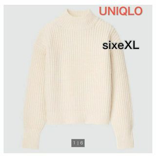 ユニクロ(UNIQLO)の【未使用】ユニクロ　ローゲージセーター　長袖　オフホワイト　サイズXL(ニット/セーター)