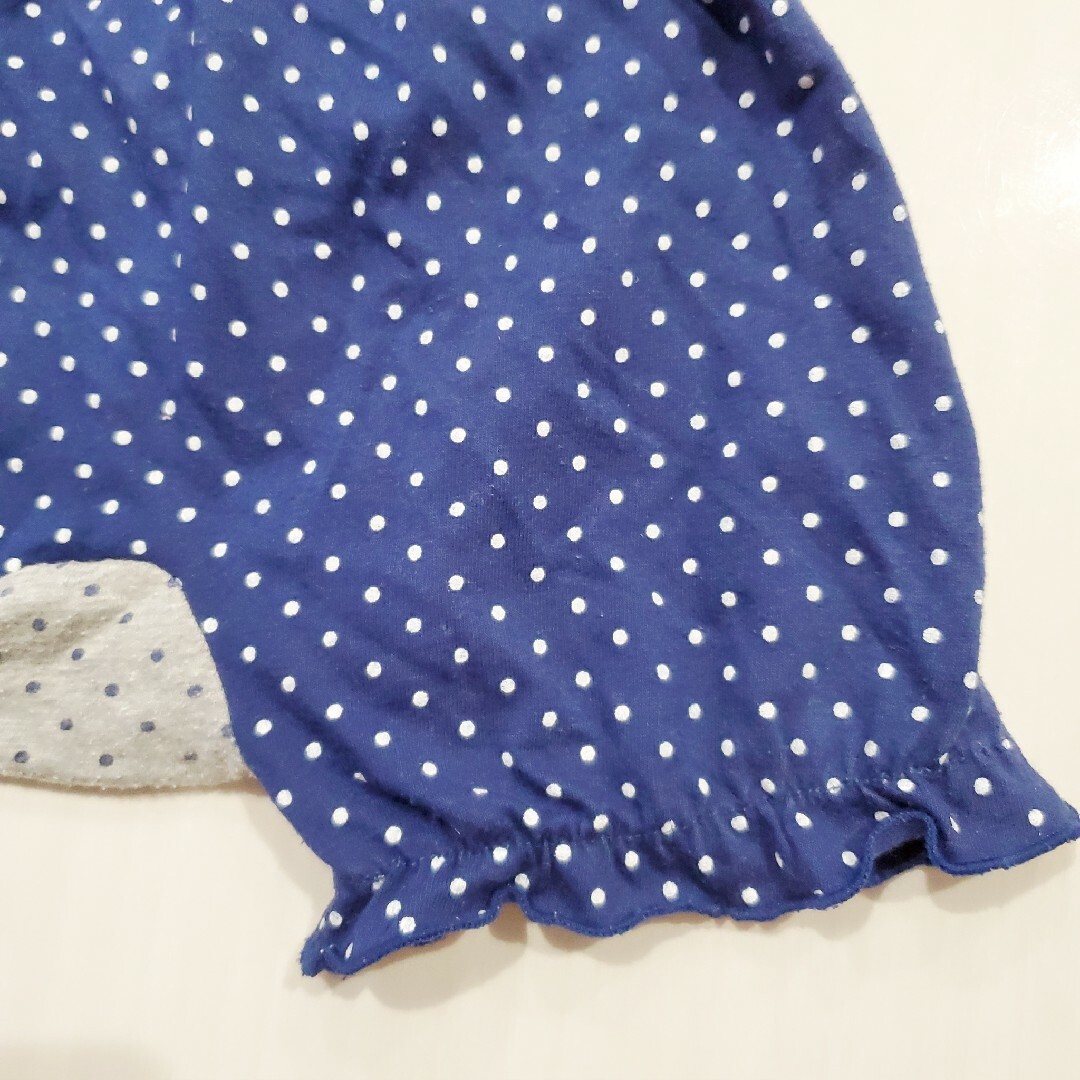 青色　水玉かぼちゃパンツ　ショートパンツ　夏服 キッズ/ベビー/マタニティのキッズ服女の子用(90cm~)(パンツ/スパッツ)の商品写真