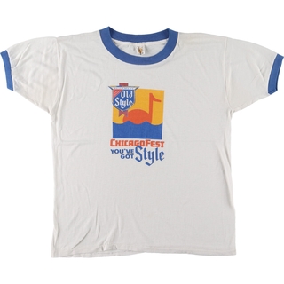 古着 80年代 MEDALLION HEILEMAN'S OLD STYLE リンガーTシャツ プリントTシャツ USA製 メンズL ヴィンテージ /eaa445570(Tシャツ/カットソー(半袖/袖なし))