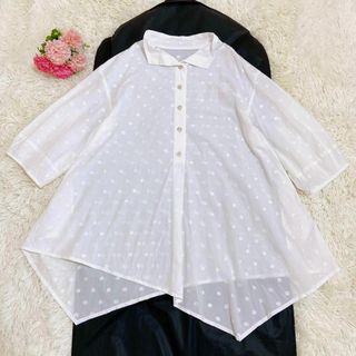 Sensounico - 美品☆慈雨 ドット シャツワンピース チュニック 変形 アシンメトリー ゆったり