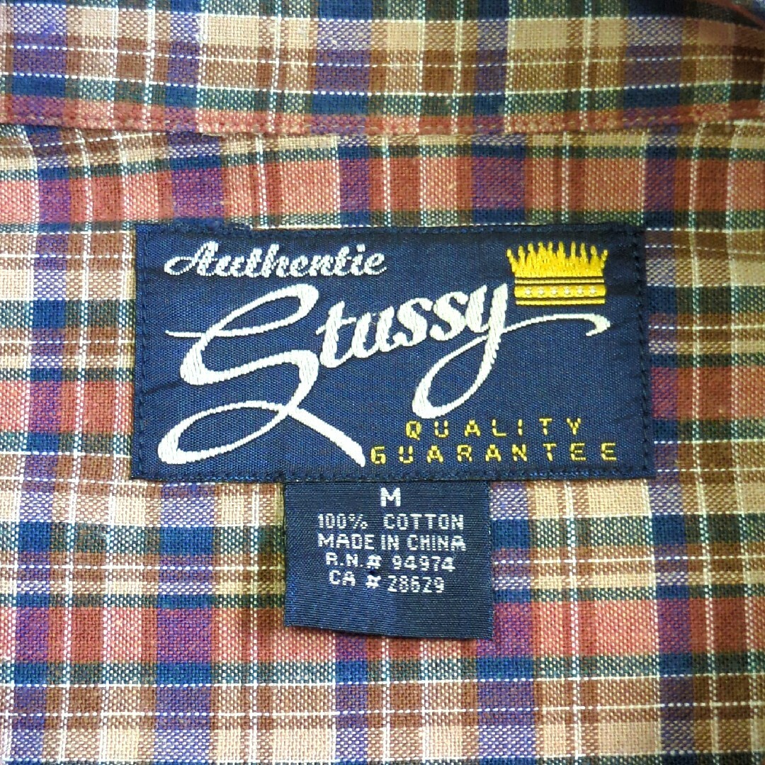 STUSSY(ステューシー)の90s オールド ステューシー 半袖 チェックシャツ 開襟 ワンポイント刺繍 M メンズのトップス(シャツ)の商品写真
