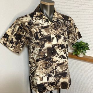 VINTAGE - 希少！アロハシャツ　総柄シャツ　オープンカラー　祭り柄　和柄　ピクチャーパターン