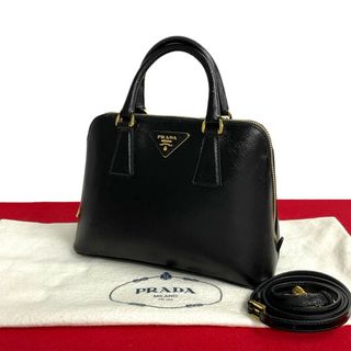 プラダ(PRADA)のほぼ未使用 袋付 PRADA プラダ 三角ロゴ 金具 サフィアーノ レザー 本革 2way ハンドバッグ ショルダーバッグ ブラック 16097(ショルダーバッグ)