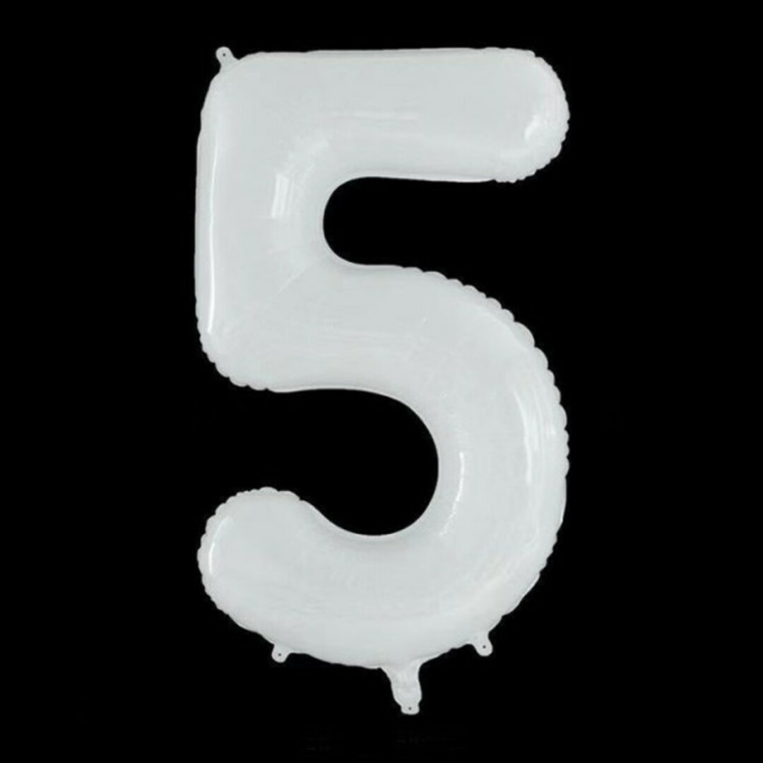 ナンバーバルーン 5 風船 誕生日 数字 白 ホワイト 飾付け お祝い 記念日 キッズ/ベビー/マタニティのメモリアル/セレモニー用品(その他)の商品写真