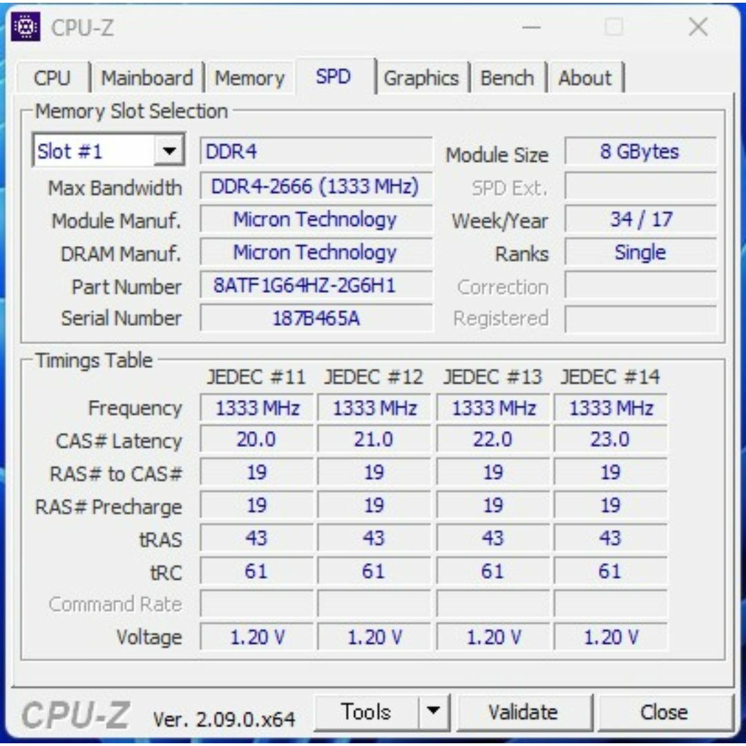 MICRON DDR4 PC4-2666V-SA1-11 8GB SO DIMM スマホ/家電/カメラのPC/タブレット(PCパーツ)の商品写真