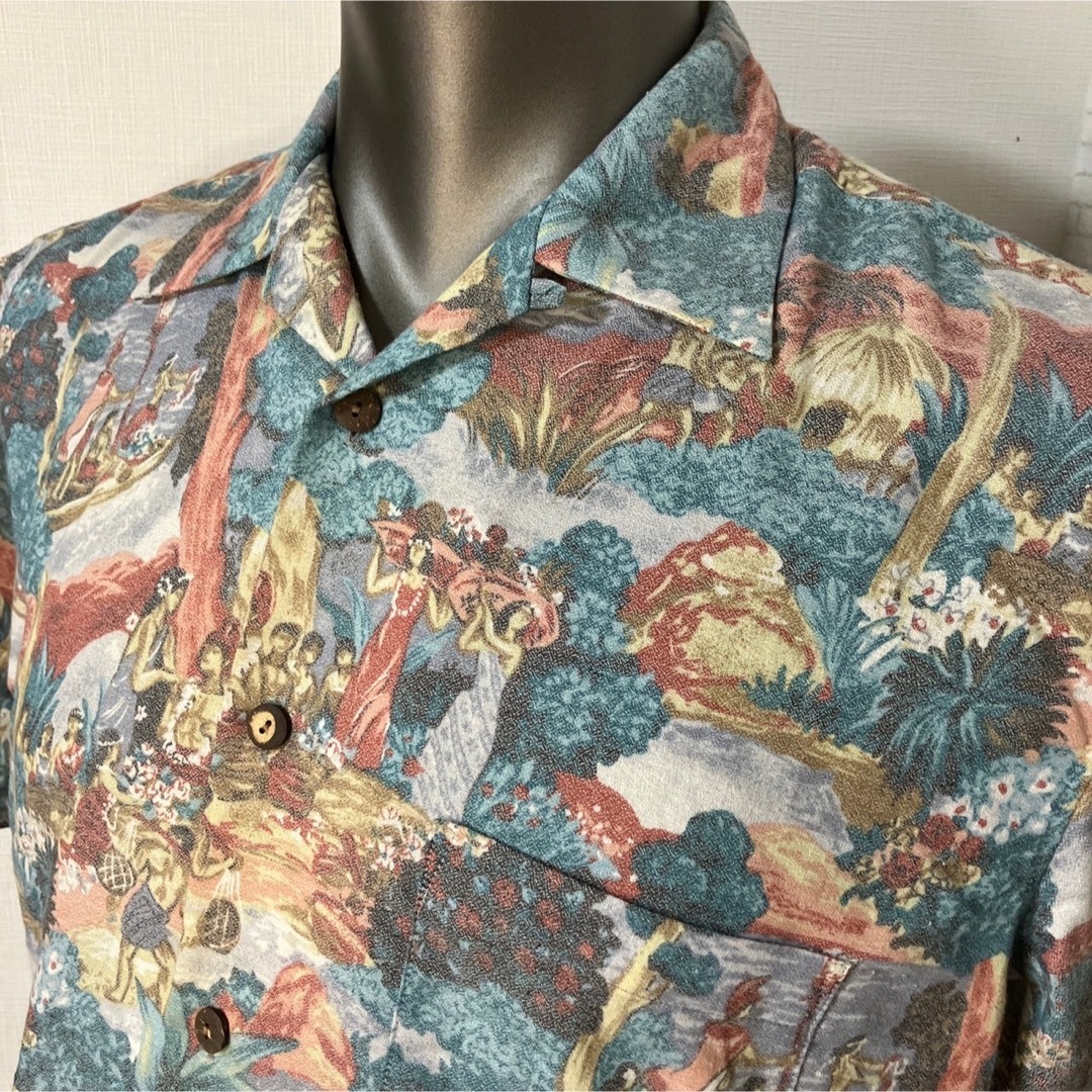 VINTAGE(ヴィンテージ)のアロハシャツ　ハワイアンシャツ　オールオーバーパターン　メニュー柄　総柄 メンズのトップス(シャツ)の商品写真